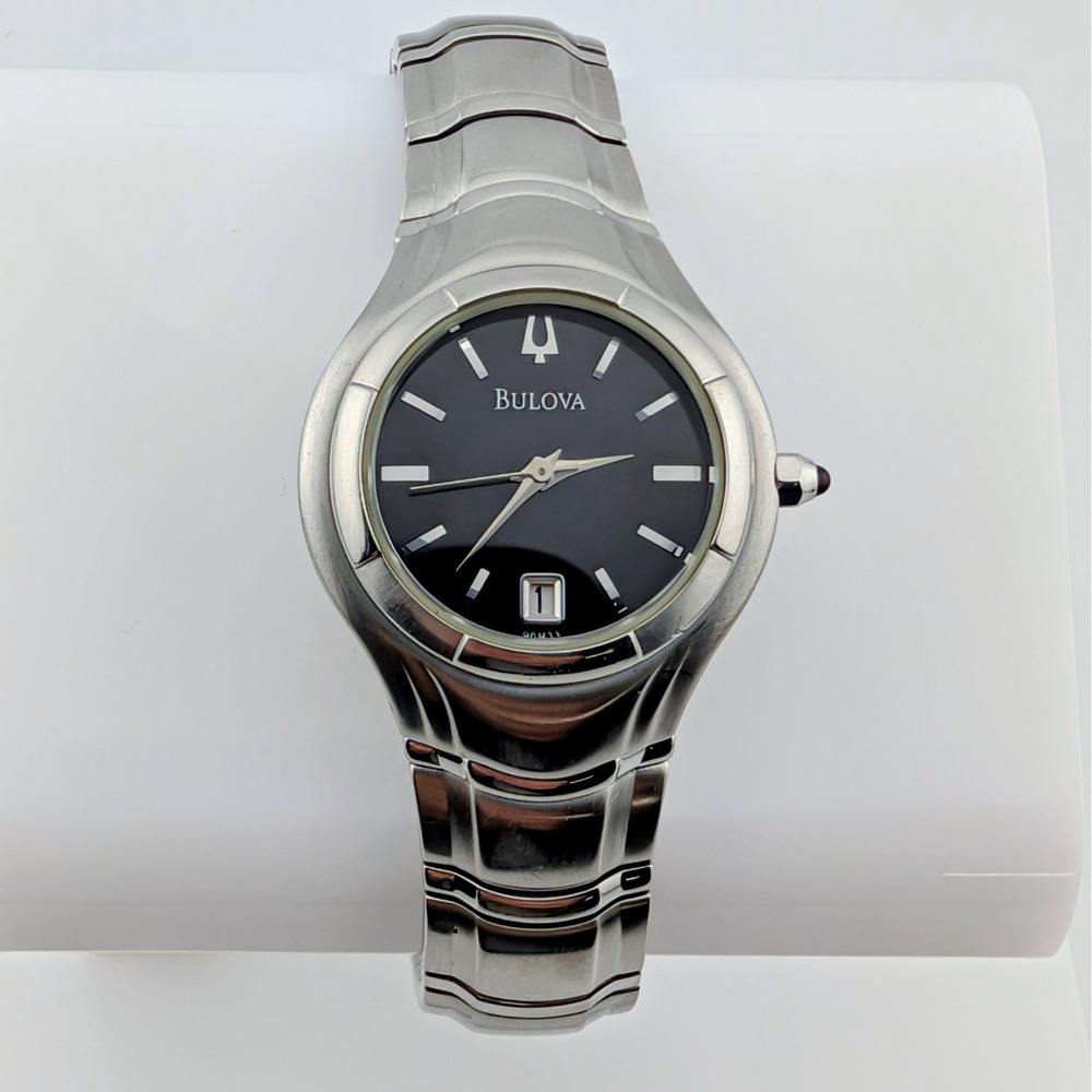 Bulova Corporate Collection 96M33 Women's Black Dial Stainless Steel Watch 6"